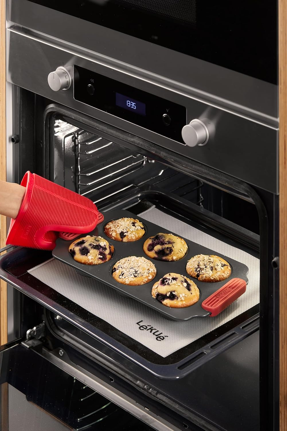 Lékué Muffin-Backform, Antihaftbeschichte, Metall, 6 Mulden Formy a plechy na pečení Naty Shop