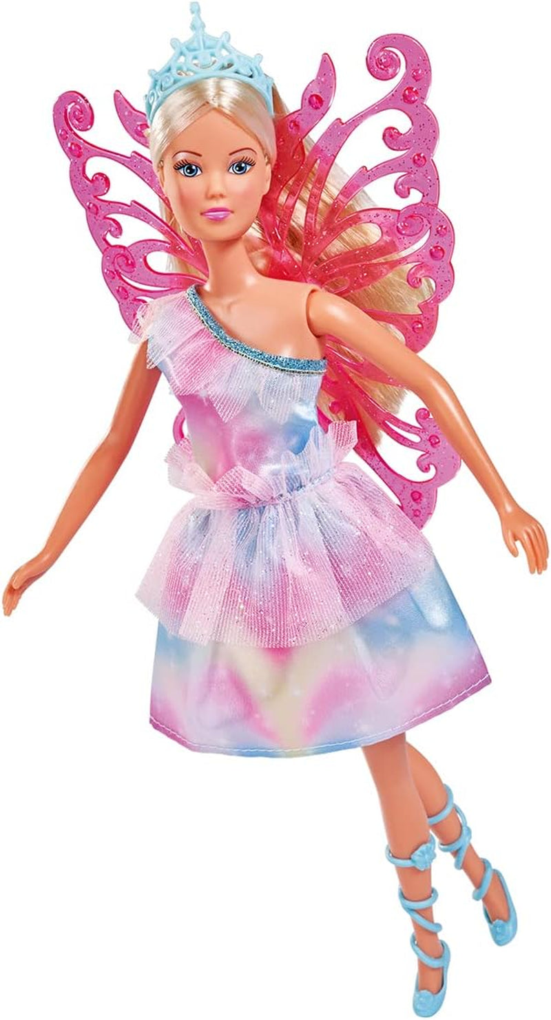 Simba 105733587 - Steffi Love Unicorn Fairy, Ankleidepuppe als Fee with abnehmbaren Flügeln, with Einhorn, 29cm Puppe trägt EIN Bezauberndes Pastell Glitzerkleid, ab 3 Jahren