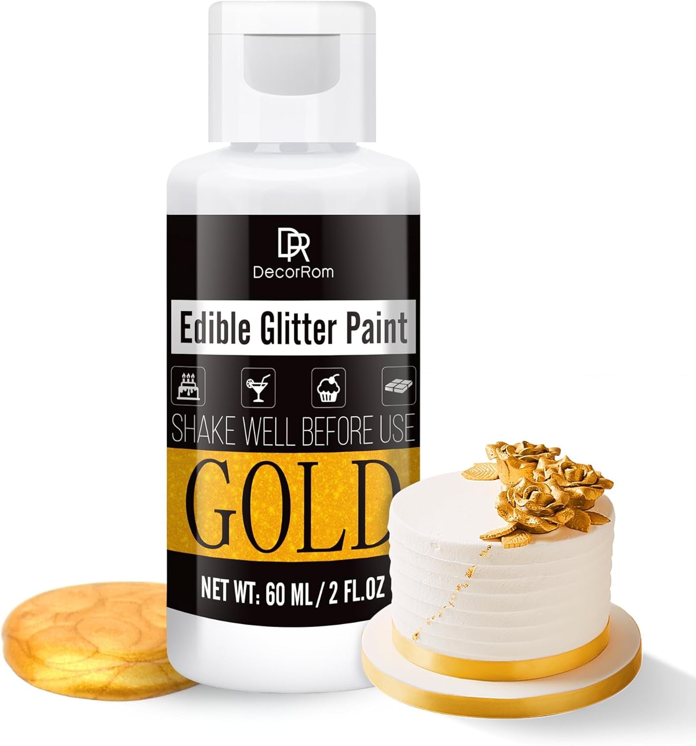 Sclipici comestibil lichid - 6 culori colorant alimentar metalic cu sclipici pentru decorarea torturilor, copt, brioșe - Pudră metalică comestibilă cu sclipici lichid pentru biscuiți DIY, fondant, prăjituri