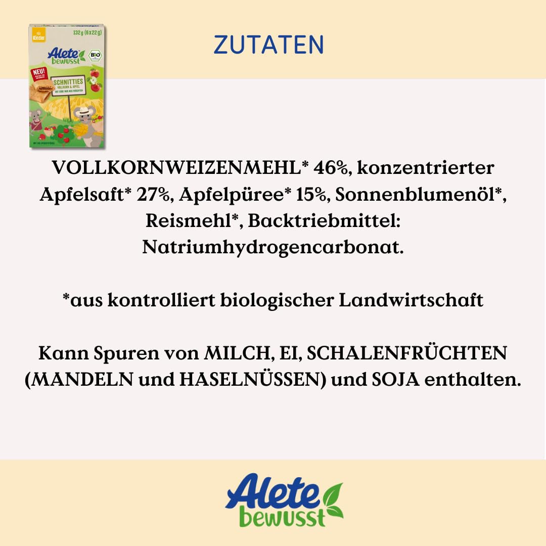 Alete celozrnné jablko krájené bio koláče 8 x 132 g