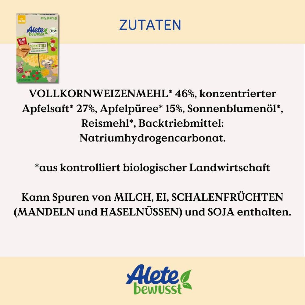 Alete celozrnné jablko krájené bio koláče 8 x 132 g