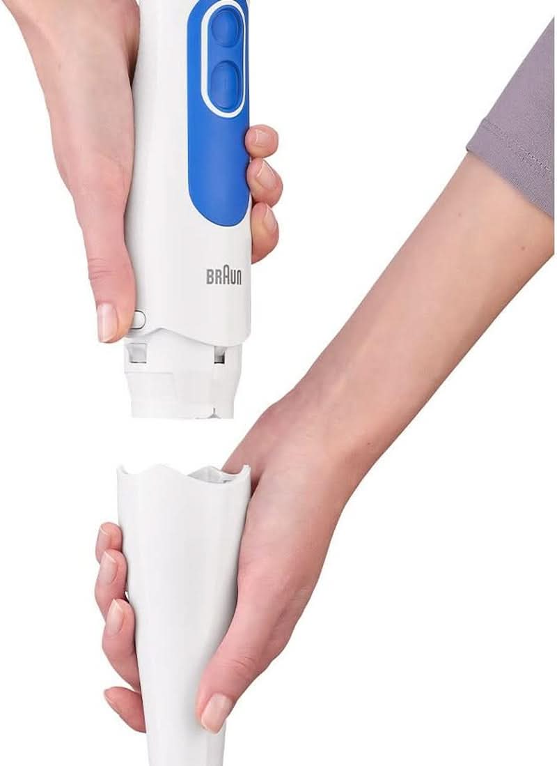 Braun Multiquick 3 MQ 3000 Smoothie+ Stabmixer – Pürierstab Mit 2 Geschwindigkeiten, Powerbell plus Und Splashcontrol-Technologie, 700 Watt, Inkl. 600 ml Mix- & Messbecher, Blau/Weiß Kitchen Naty Shop