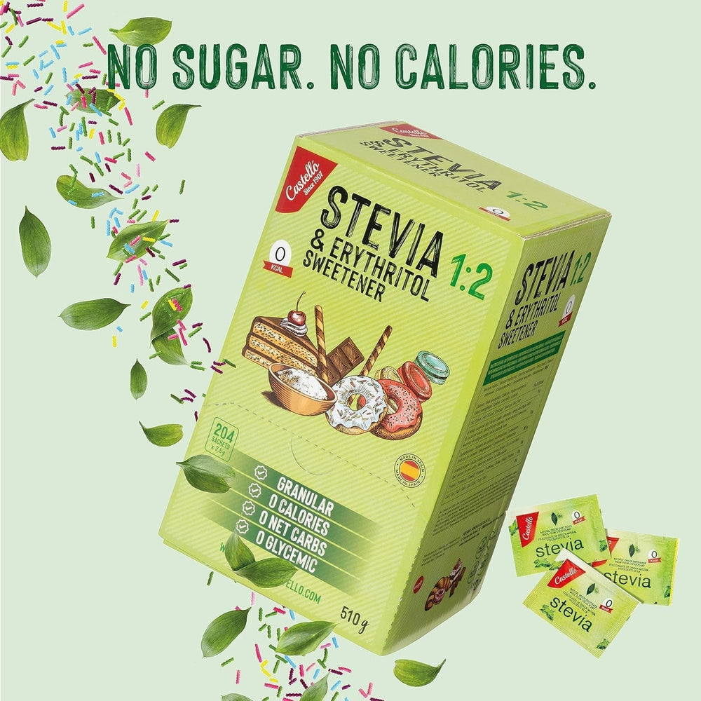 Stévie + Erythritol 1:2 Süßstoff | 204 Myth Bag 2,5 G | 100% Natürlicher Zuckerersatz - 0 Kalorie - 0 Glykämischer Index - Keto Und Paleo - 0 Kohlenhydrate - Kein GVO - Castello od roku 1907-510 G Sladidla Naty Shop