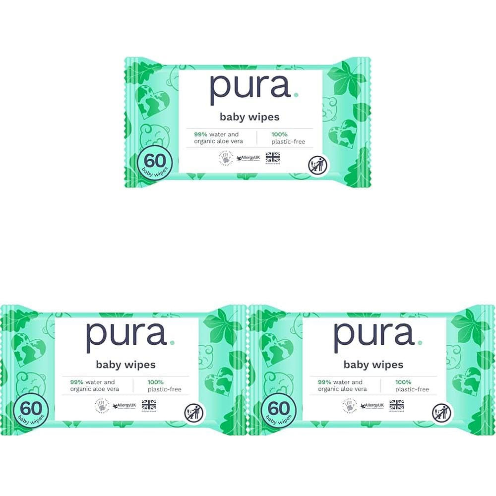 Ekologické dětské ubrousky 99% voda bez plastu Biologicky odbouratelné vlhčené ubrousky pro citlivý ekzém pro novorozence Naty Shop 3 x 70 jednorázových ubrousků