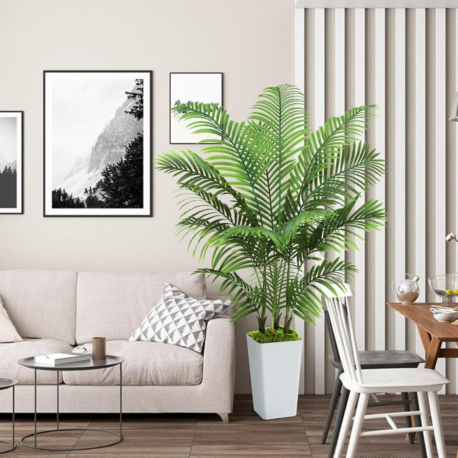 Künstliche Areca Palme Indoor 150Cm - Kunstpflanze Im Topf, Groß Areca Palme Uv-Beständig Für Innen & Außen - Fake Pflanzen Deko Für Wohnzimmer, Balkon, Büro, Garten