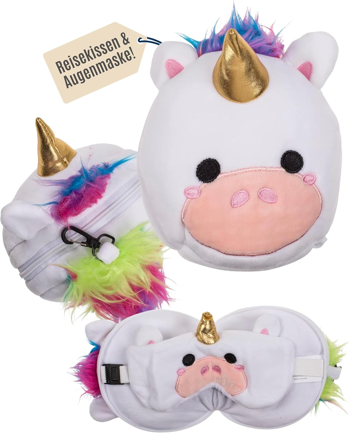 Pernă de călătorie din pluș cu dinozaur pentru copii, cu mască pentru ochi – Pernă de gât moale 2 în 1 pentru copii – Pernă de călătorie confortabilă pentru mașină, tren și avion – Lavabilă și care economisește spațiu