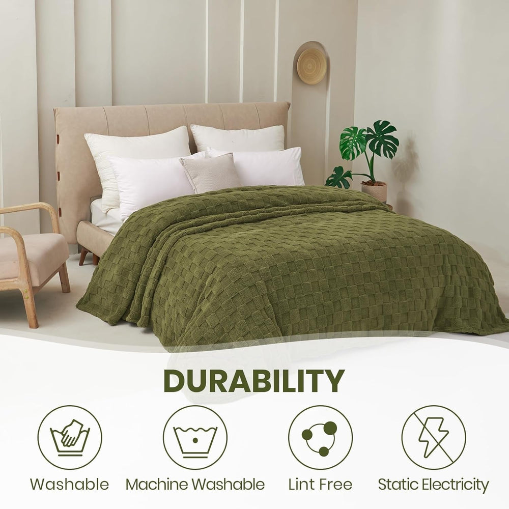 Útulná přikrývka Good Nite Načechraná přikrývka z pohovky Fleecová přehoz přes postel Útulná měkká zelená přikrývka Jaro Léto Podzim Zima Čtyři roční období (150X200 cm Olivově zelená) Postele a přikrývky Good Nite