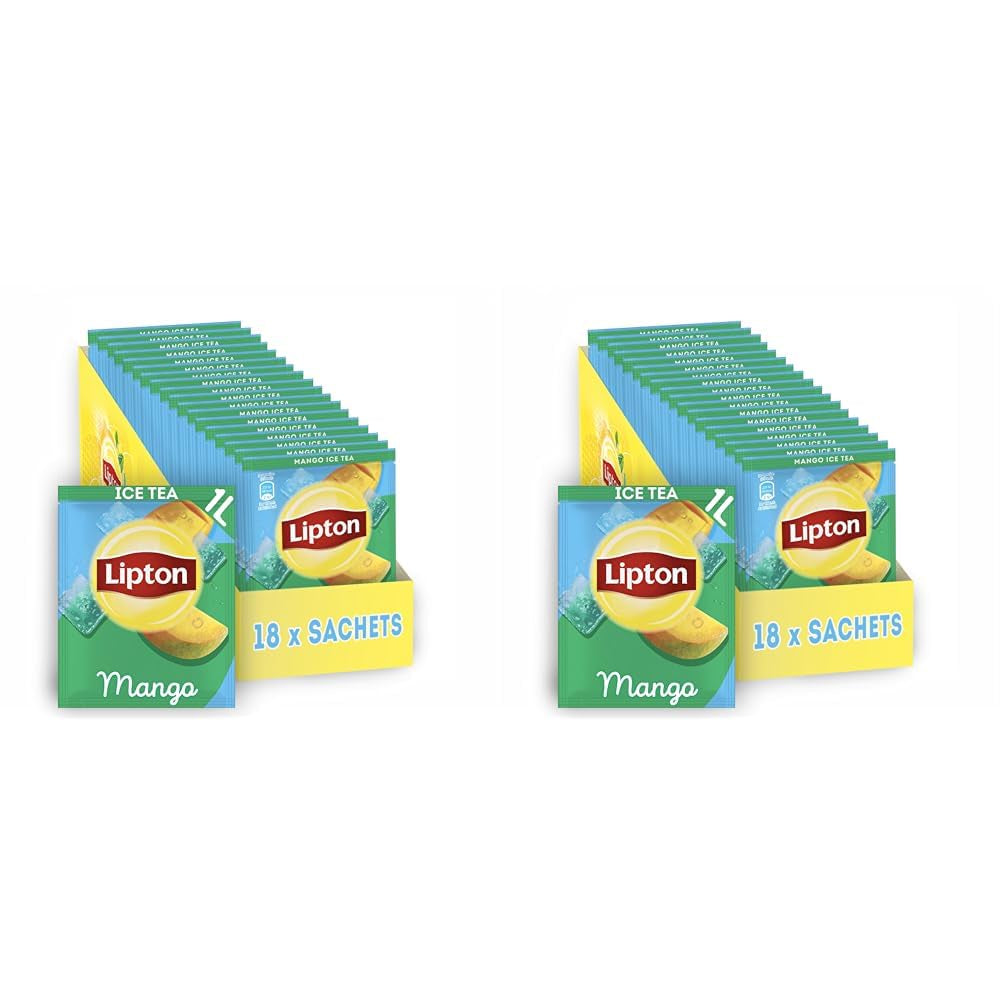 Set de ceai rece Lipton, „Lămâie”, răcoritoare pentru întreaga familie, 18 pliculețe, sub formă de pulbere pentru preparare acasă