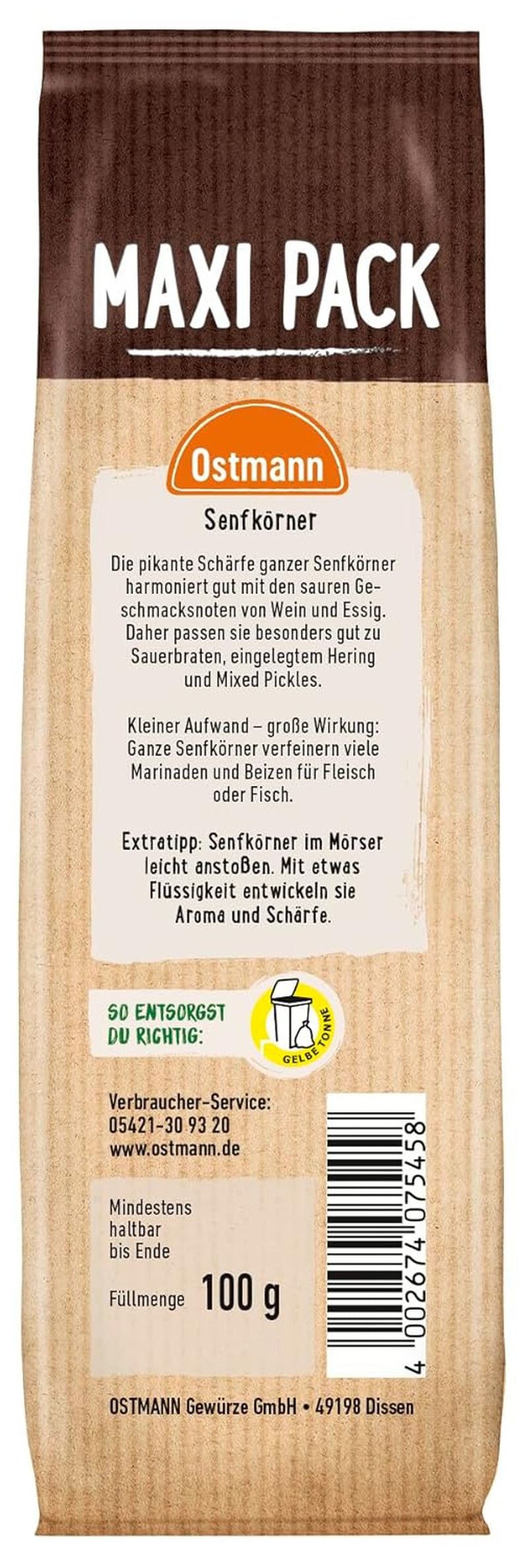 Ostmann Gewürze - Senfkörner ganz | Ideální pro balení ovoce a zeleniny 100 g ve Vorteilsbeutel