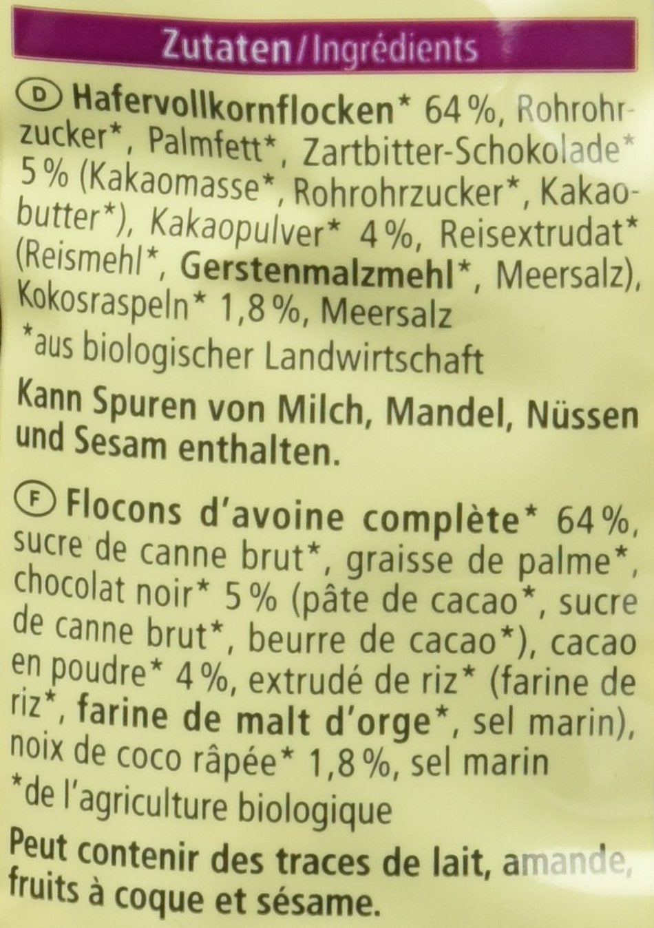 Křupavé ovesné koláčky s bio čokoládou, 375g