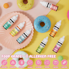Colorant alimentar liposolubil 7 culori Macaron x 12 ml, colorant alimentar foarte concentrat pe bază de ulei pentru ciocolată, colorant alimentar pentru decorarea torturilor, brioșe, copt, glazură, fondant