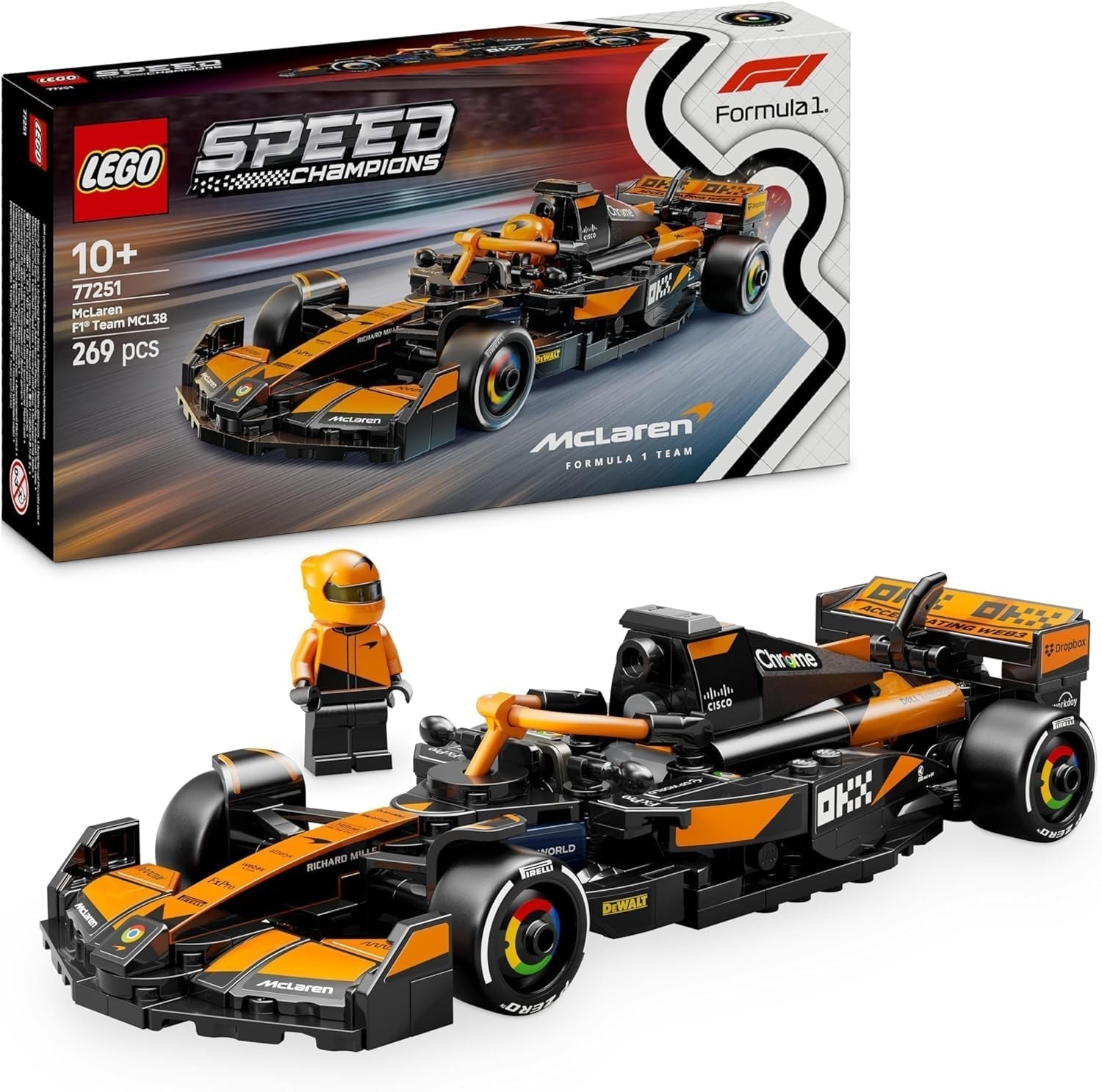 Závodní auto LEGO Speed Champions Mercedes-Amg F1 W15 – Minifigurka Formule 1 – Sběratelský a sestavitelný model auta – Dárek pro chlapce a dívky od 10 let nebo dospělé fanoušky 77244 Stavebnice Besuche den LEGO-Store Mclaren F1 Team Mcl38 Závodní auto 77251
