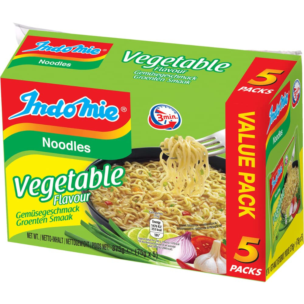 INDOMIE - Instantní nudle s krevetami, balení po 5 - (1 x 5 x 70 g)