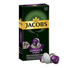 Jacobs Kapseln Lungo Intenso, Intensität 8 & Kapseln Espresso Intenso, Intensität 10,100 Nespresso®* kompatible Kaffeekapseln, 10er Pack, 10 x 10 Getränke