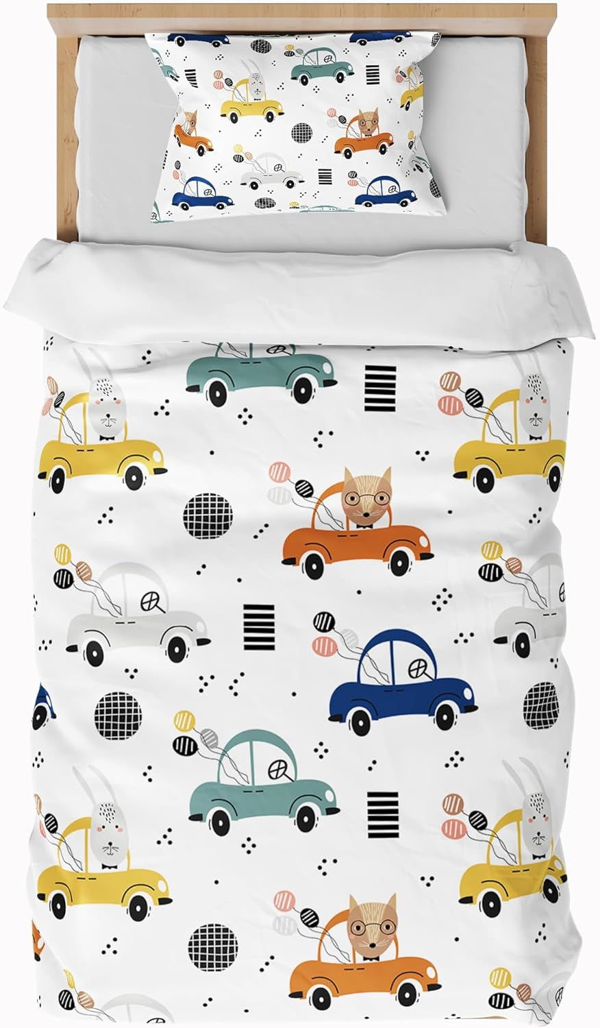Povlečení pro děti, chlapce, různé modely, se zipem, mikrovlákno polyester Povlečení dětské Naty Shop Auto 100X135 Cm + 40X60 Cm