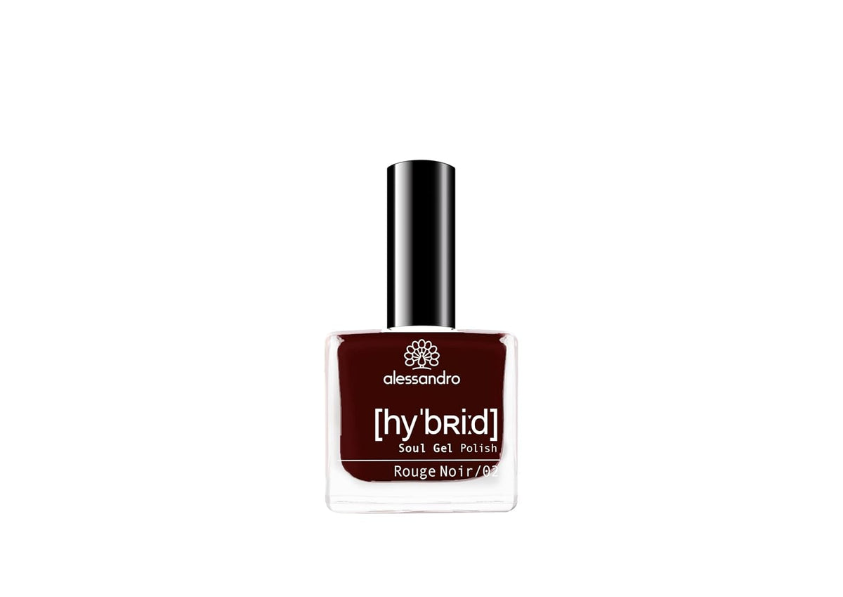 Alessandro Rouge Noir HYBRID Lak na nehty - Dark Red-Black - Perfektní nehty v pouhých 3 krocích, bez LED - vydrží až 10 dní! 8 ml