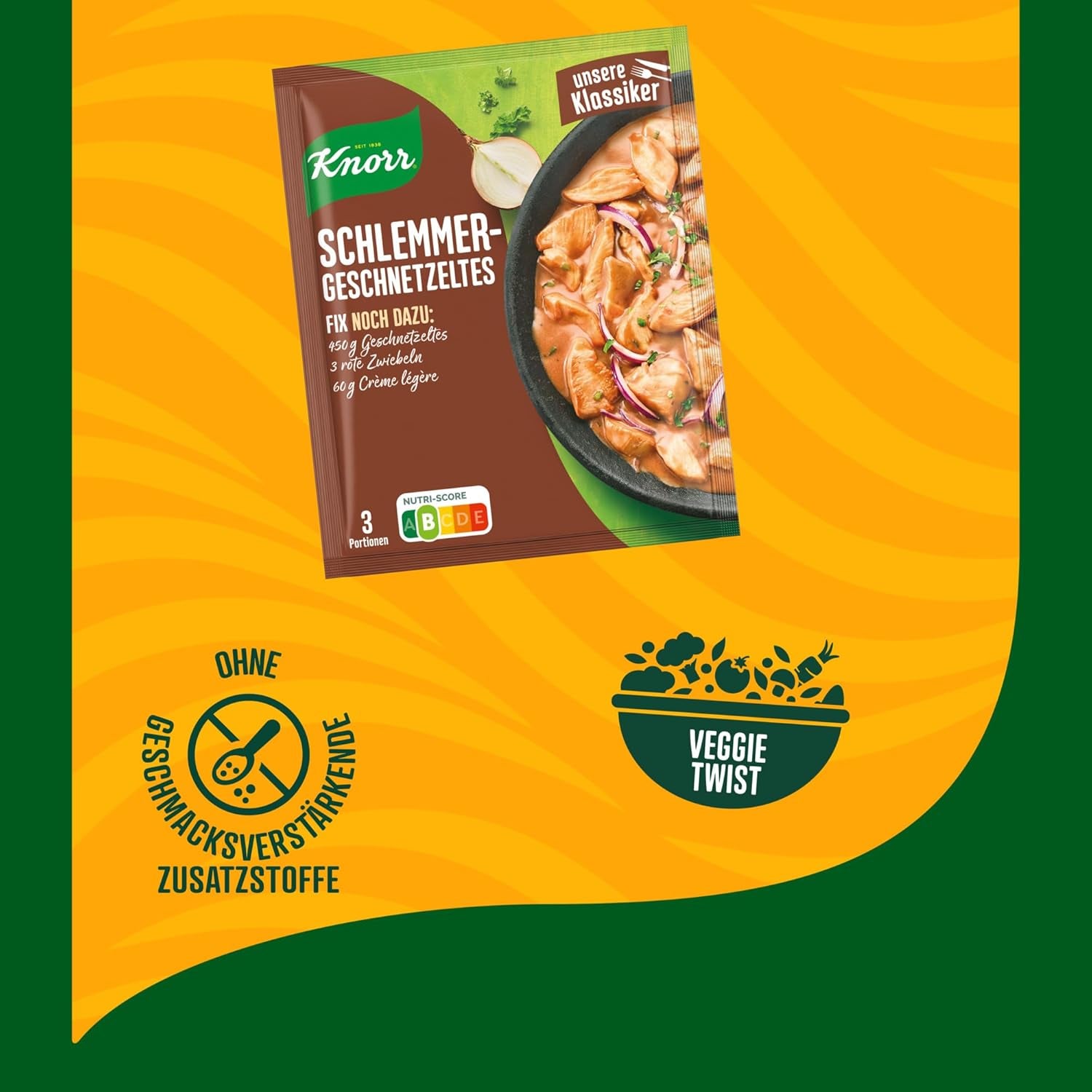 Knorr Fix Würzmischung Schlemmer-Geschnetzeltes für ein leckeres Fleischgericht ohne geschmacksverstärkende Zusatzstoffe 43 g 1 kus