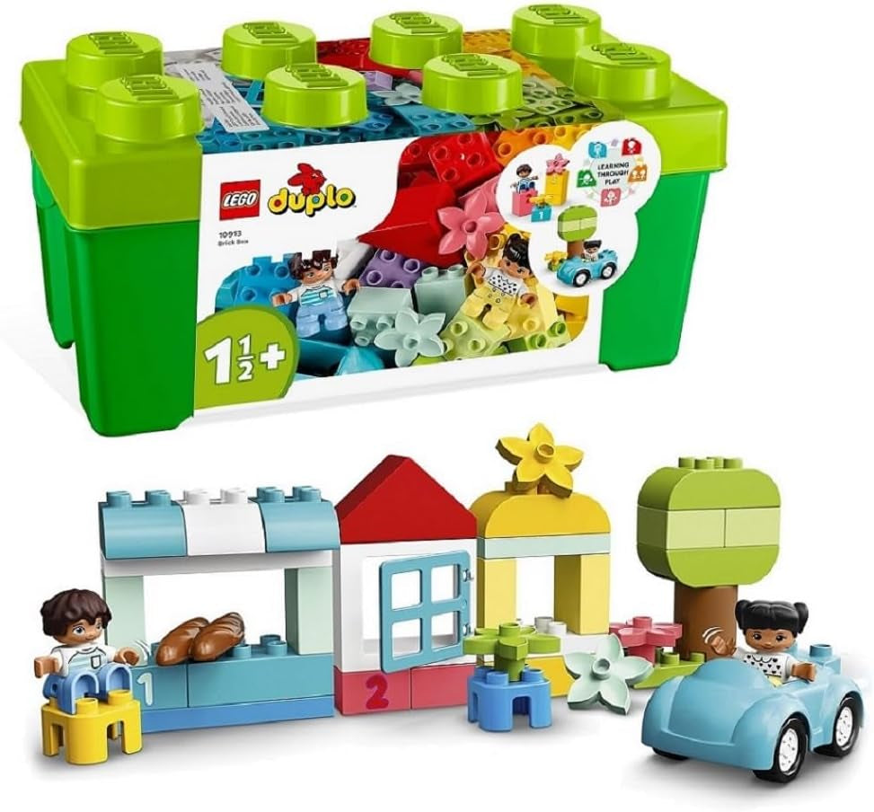LEGO 10914 DUPLO Deluxe Brick Box, jucărie educativă cu cărămizi și cutie de depozitare, cutie creativă pentru bebeluși și copii mici de la 1,5 la 3 ani, set cadou Seturi de constructie Besuche den LEGO-Store Singur Jucării