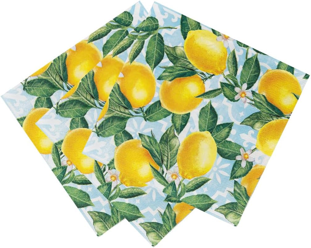 Talking Tables 20 X Șervețele de hârtie Lemon 20 Pack | Veselă de unică folosință vibrantă tematică pentru adunări memorabile, petreceri de vară, petreceri pentru mirese, prânzuri, luminoase