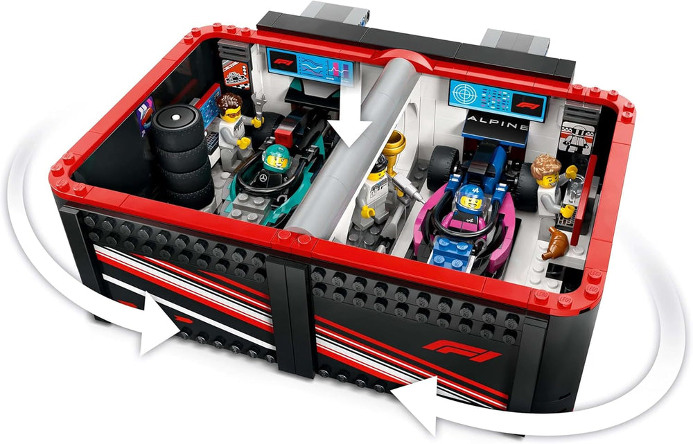 LEGO City garáž F1 se závodními auty Mercedes-Amg a Alpine - Závodní auto Formule 1 se 2 řidiči a 4 mechanickými minifigurkami - Dárek pro chlapce a dívky 7+ a fanoušky 60444 Stavebnice Besuche den LEGO-Store