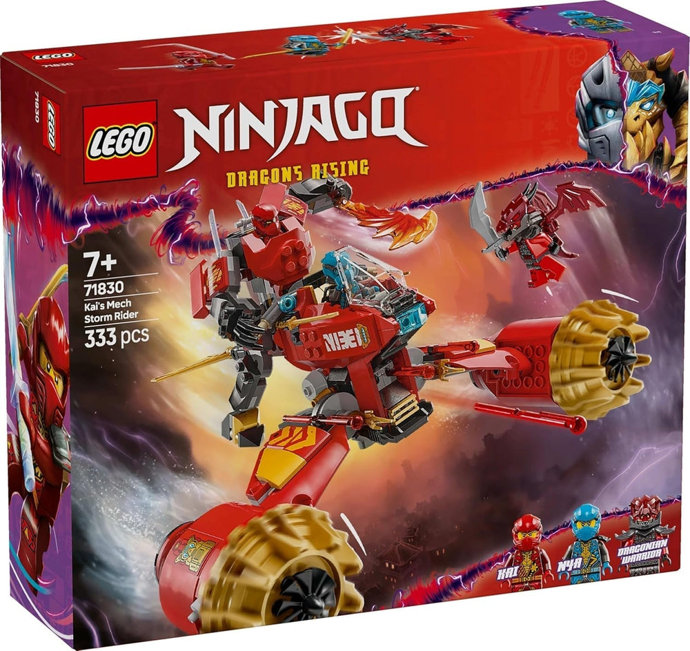 LEGO NINJAGO Kai's Storm Rider Mech - Létající motorka se 3 minifigurkami - Mechanik s pohyblivou hlavou, rukama a nohama - Stavebnice - Dárek pro chlapce a dívky ve věku 7+ 71830 Stavebnice Besuche den LEGO-Store