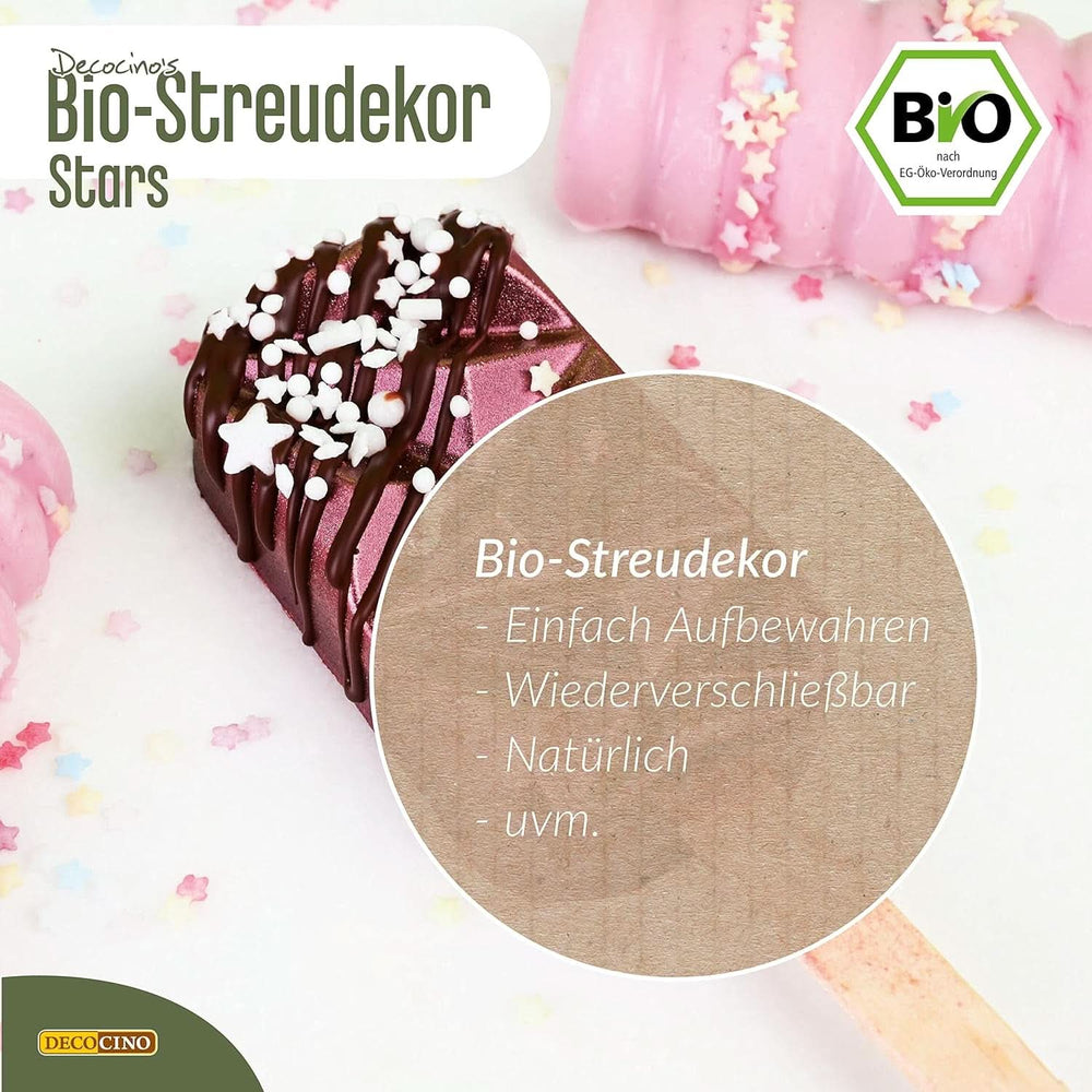 DECOCINO Organic Sprinkle Stars, 50 grame Sprinkles Naty Shop