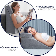 Pernă de citit și pernă cu pană pentru ridicarea picioarelor, pernă din spumă cu memorie pentru gât, spate și picioare, pernă detașabilă multifuncțională pentru pat, canapea, șezut, dormit și odihnă (gri)