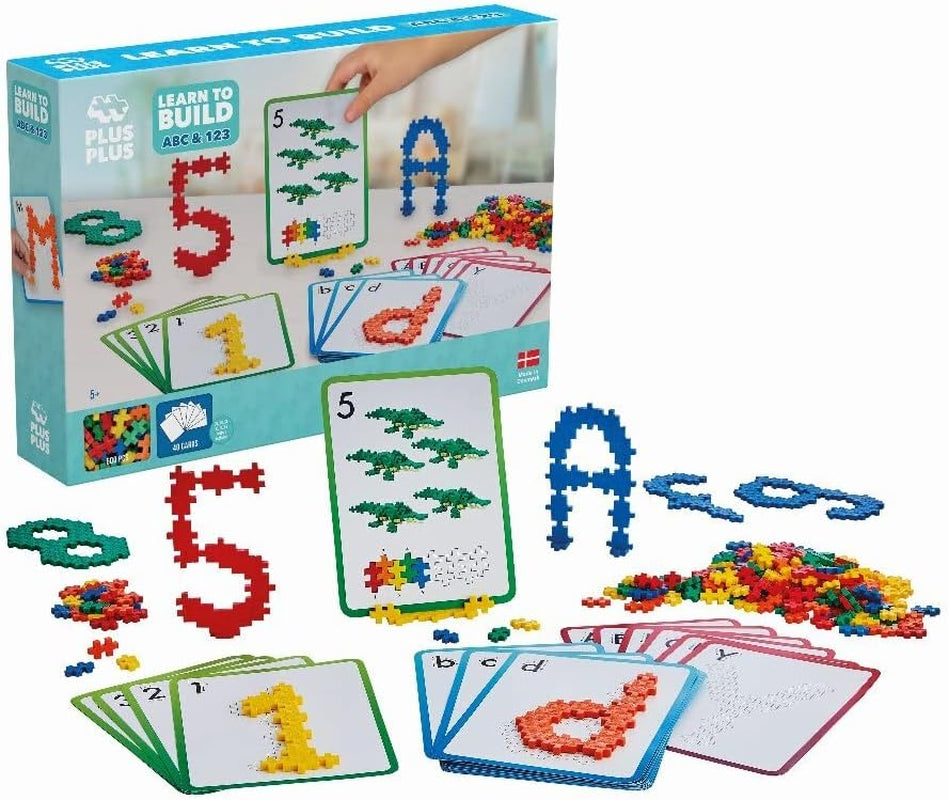 Plus-Plus 9603909 Geniales Konstruktionsspielzeug, Naučte se stavět, ABC & 123, Kreativ-Bausteine, 600 Teile