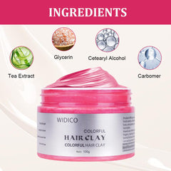 Ceară temporară pentru păr, ceară de culoare a părului lavabilă pentru bărbați, femei, ceară de păr, vopsea de păr, coafură naturală mată pentru petreceri, cosplay și Halloween-100g (roz) Vopsea pentru par Naty Shop