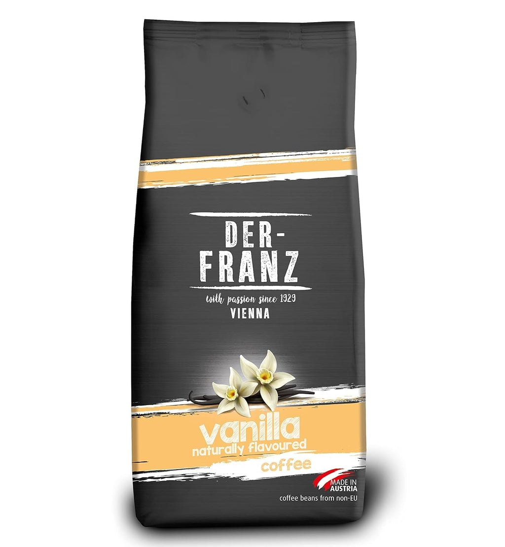 Cafea Der-Franz, amestec de Arabica și Robusta, prăjită, boabe întregi aromate cu alune naturale UTZ Cafea Naty Shop 1 Kg Vanilie