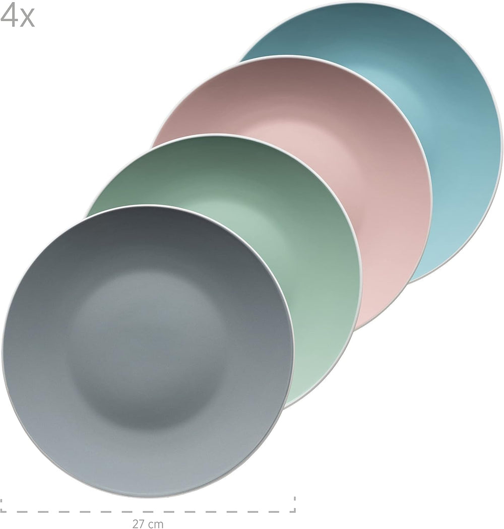 MÄSER 934006 Series Elissa, Modernes Geschirr Set Für 4 Personen in Bunten Mattglasuren Mit Weißem Rand, 16-Teiliges Kombiservice, Steinzeug, Bunt Sady nádobí Naty Shop