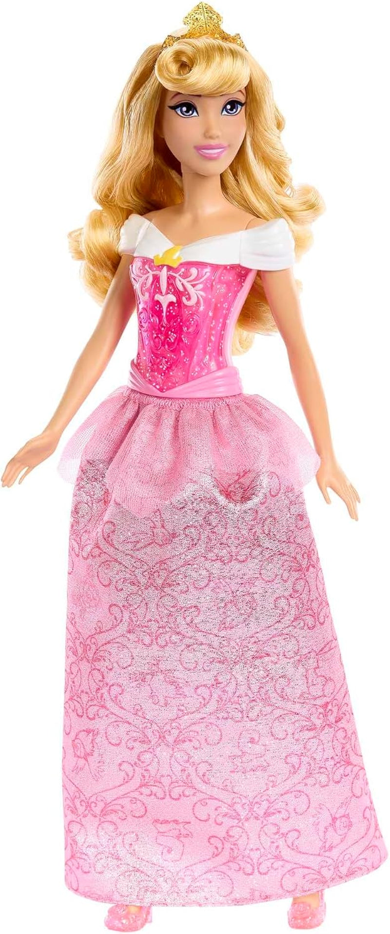 Mattel DISNEY Princess Aurora – panenka s typickým oblečením, odnímatelné boty a diadém, třpytivý top a odepínatelná vzorovaná sukně, dlouhé stylové vlasy, panenky HLW09 Naty Shop