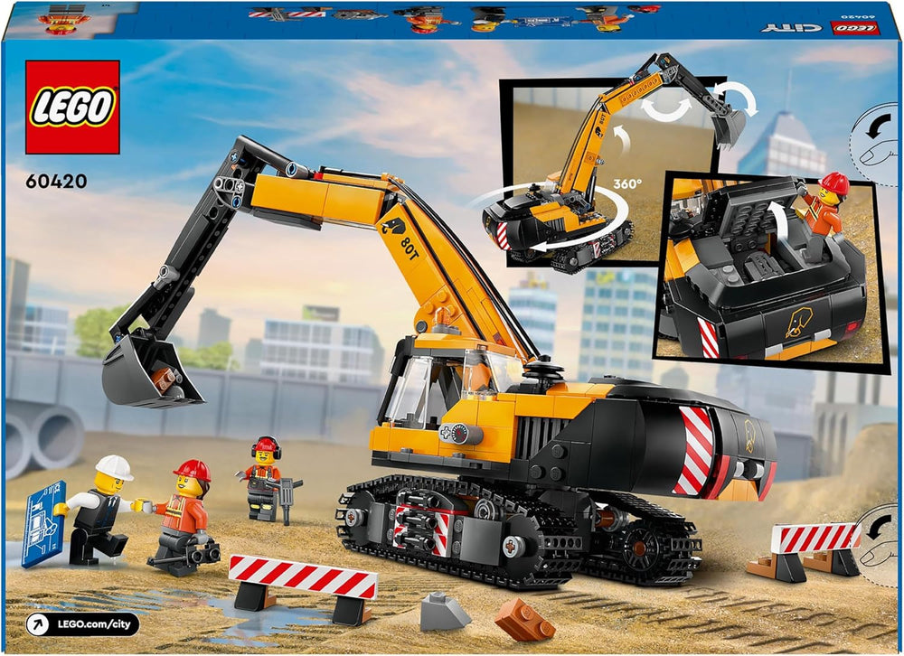 LEGO City Pásový bagr, bagr pro děti od 8 let, stavebnice s modelem bagru, sestavitelné nákladní auto s doplňky a 3 minifigurky 60420 Stavebnice Besuche den LEGO-Store