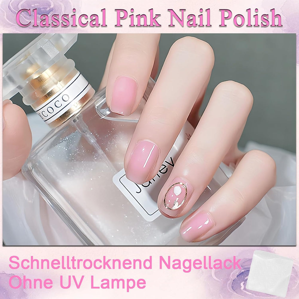 Jelly Pink Lak na nehty 13ml Quick Dry Dlouhotrvající přírodní průsvitný pravidelný lak na nehty bez UV lampy pro ženy DIY Nail Art (klasická růžová)