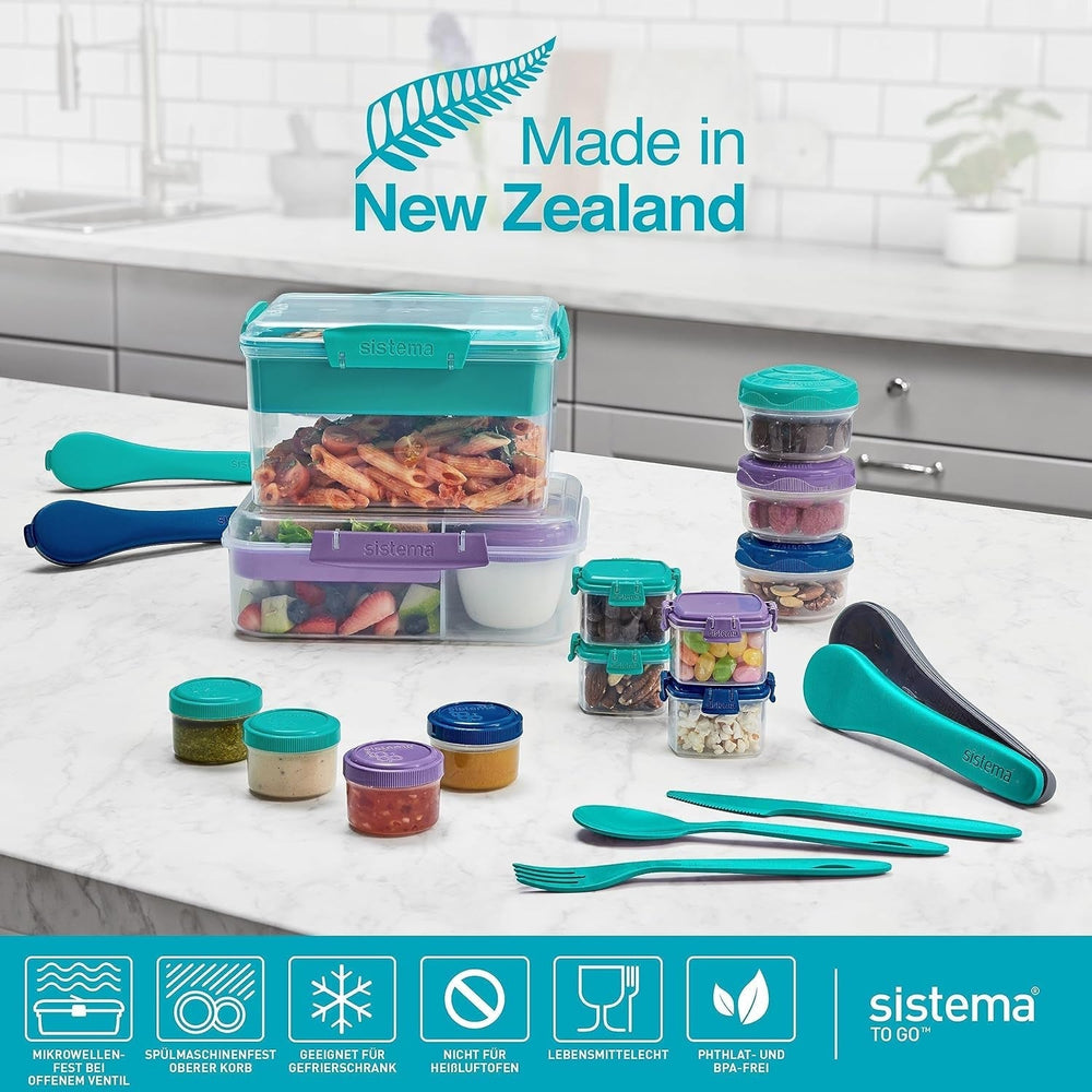Sistema Bento Box TO GO lunch box cu compartimente | 1.25 L lunch box cu recipient pentru iaurt/fructe | pentru copii și adulți l | BPA-free | Minty Teal [21685-8T], verde mentă Cutii depozitare alimente Naty Shop