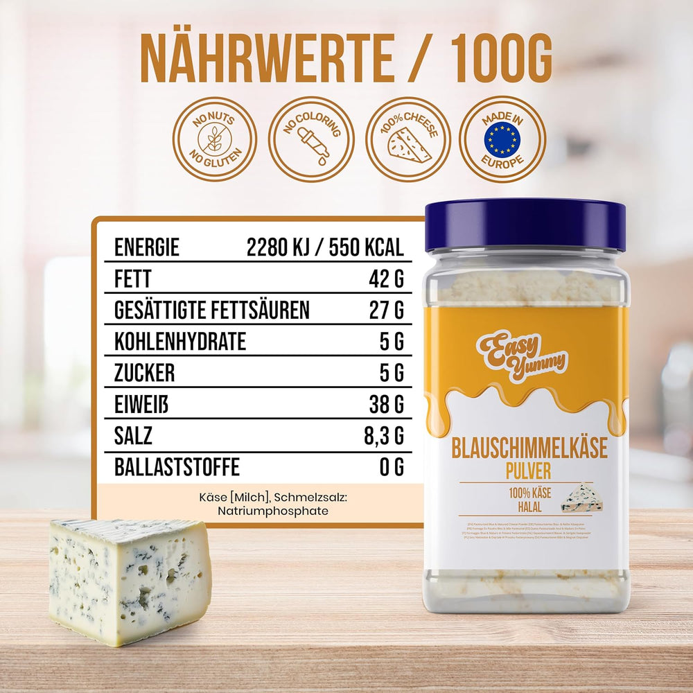 EASY YUMMY - Käsepulver 300g | Instantní Käsegeschmack für Mahlzeiten & Snacks | Immer Bereit, Keine Kühlung Nötig | Aus 100% pravý sýr | Ideální jako Popcorn-Topping