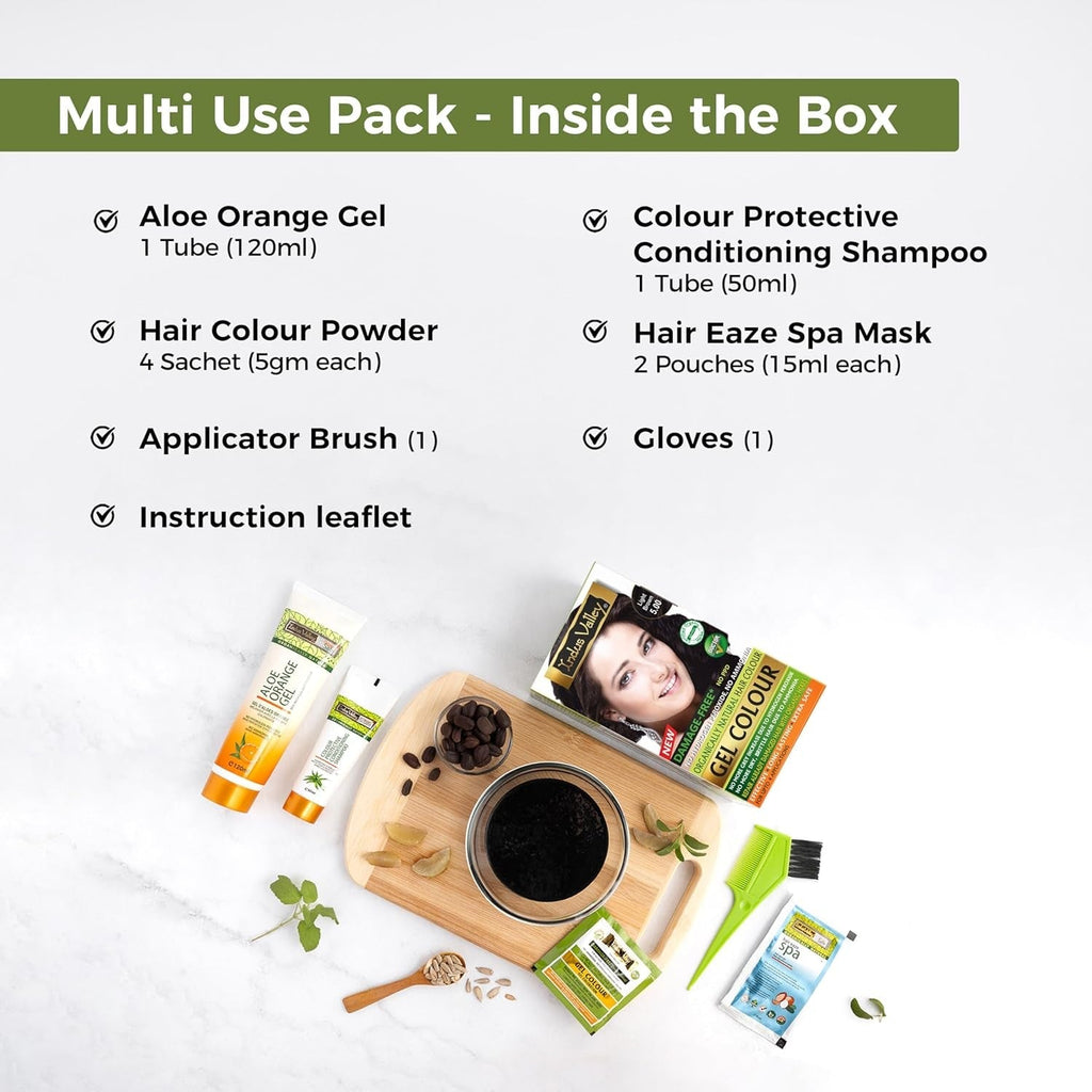 Indus Valley Natural Damage Free Gel Hair Colour | Fără amoniac, vegan și fără cruzime | Până la 100% acoperire gri, rezultate de lungă durată | Castaniu deschis 5.0 (20 gram + 200 ml) Vopsea pentru par Naty Shop