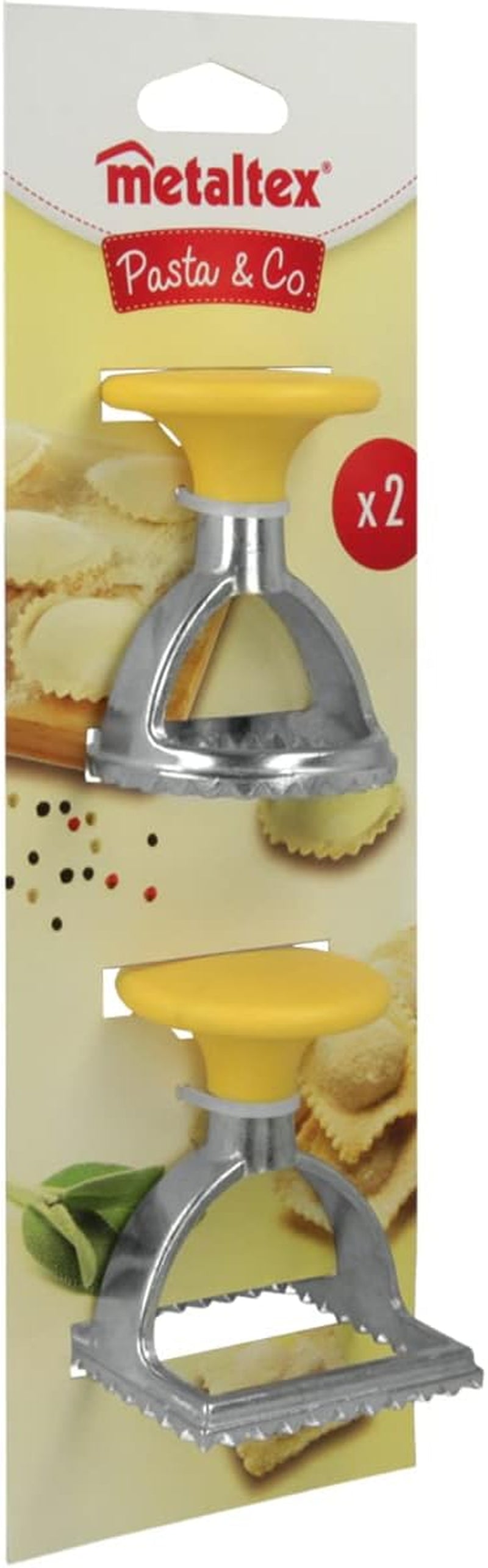 Metaltex 252326080 Formă de ravioli, rotundă cu pătrat, set de 2