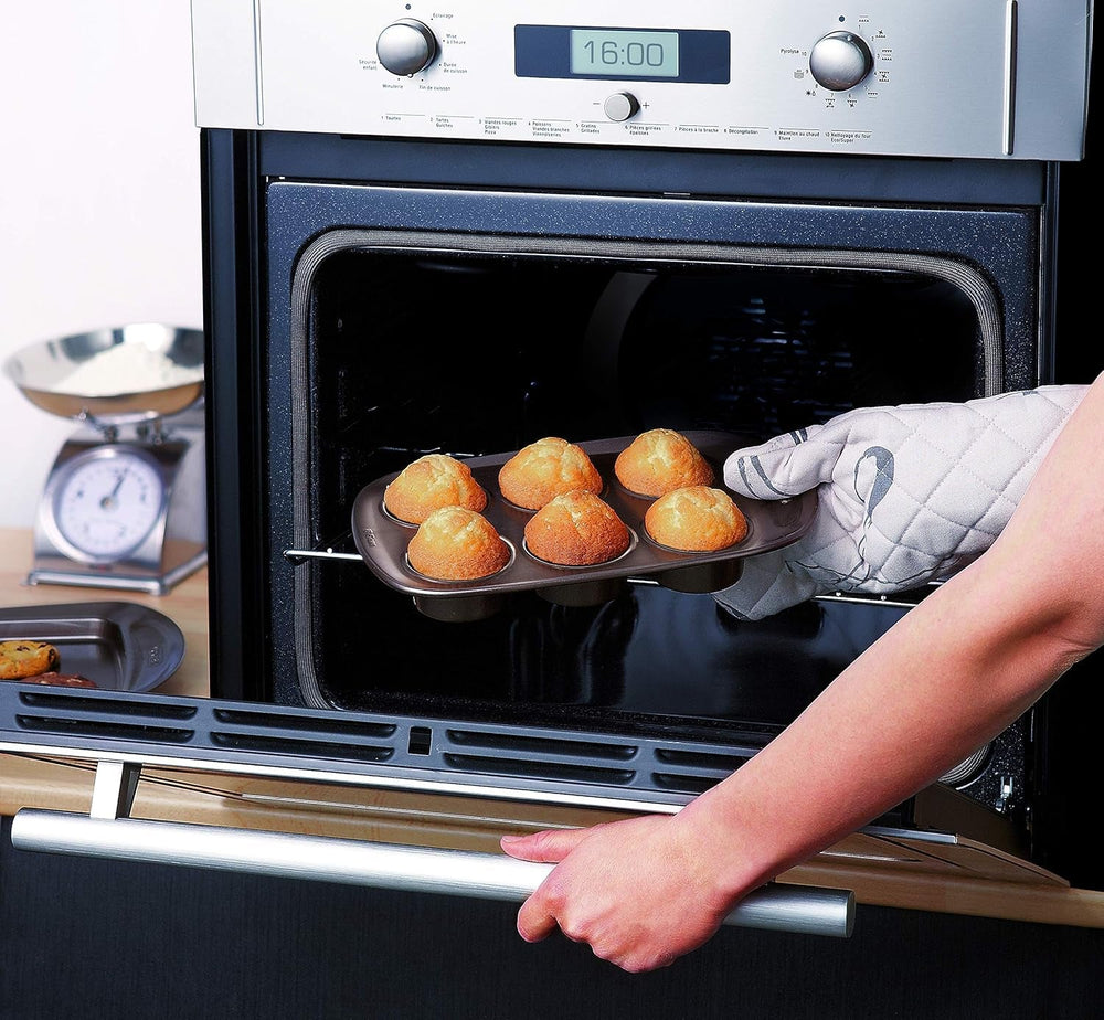 Pyrex BANDEJA 6 MAGDALENAS ASYMETRIA PX Muffinförmchen, Metall, Bunt, 6 Magdalena Formy a plechy na pečení Naty Shop