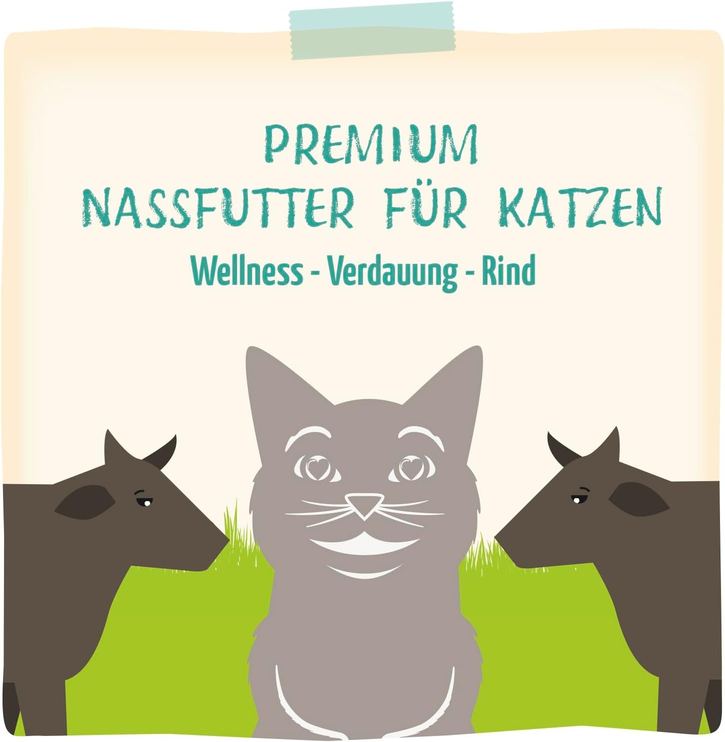 MjAMjAM - Hrană umedă premium pentru pisici - Wellness - Digestivă - Vită, pachet de 12 (12 x 125g), fără cereale