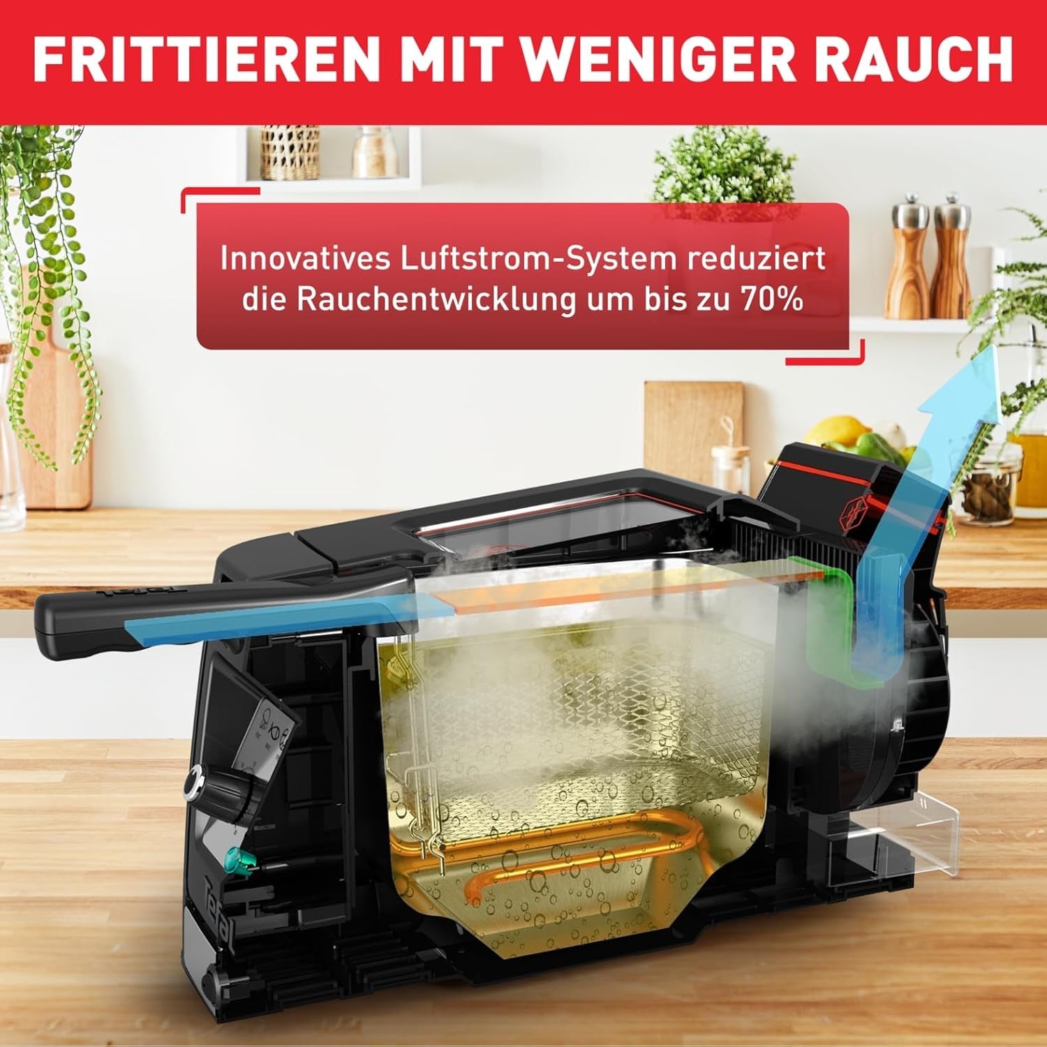 Fritéza Tefal FR600D Clear Duo, smažení s menším množstvím kouře a zápachu, kapacita 1,2 kg, termostat, časovač, velké průhledové okénko bez mlhy Domácí spotřebiče Naty Shop