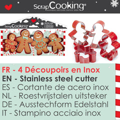 ScrapCooking - 4 Forme de Biscuiți Omuleț de Turtă Dulce - Forme de Biscuiți de Crăciun din Oțel Inoxidabil - Forme de Biscuiți Omuleț de Turtă Dulce - Accesorii de Coacere Design Tort - 2081