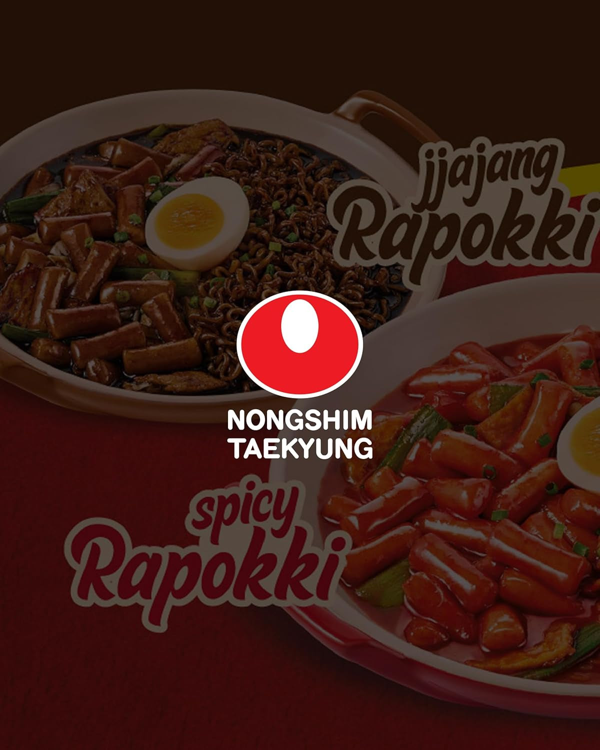 NONGSHIM Rapokki (Jjajang, 400 ml) – autentické korejské pouliční jídlo, ramen a rýžové dorty, černé fazole; rychlá a snadná příprava, hotová za 4 minuty