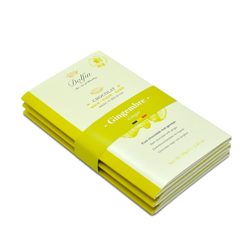 Dolfin Pachet de 3 ciocolată cu diverse arome - ciocolată artizanală belgiană, 210 g Bomboane de Ciocolata Naty Shop 210 G Ghimbir