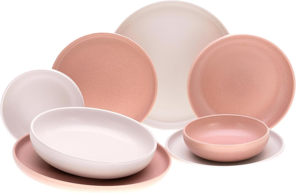 Creatable, 22979, Serie Uno BLACK, 12-Teiliges Geschirrset, Teller Set Aus Steinzeug, Spülmaschinen- Und Mikrowellengeeignet, Made in Portugal Sady nádobí Naty Shop Rose + Offwhite Tafelservice 8 Teilig