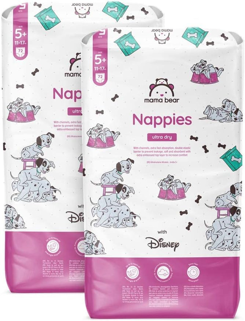 Značka Amazon: Mama Bear Disney Ultra Dry plenky, velikost 3 (4–9 kg) – měsíční krabička, bílá, počet 172 (2 balení po 86)