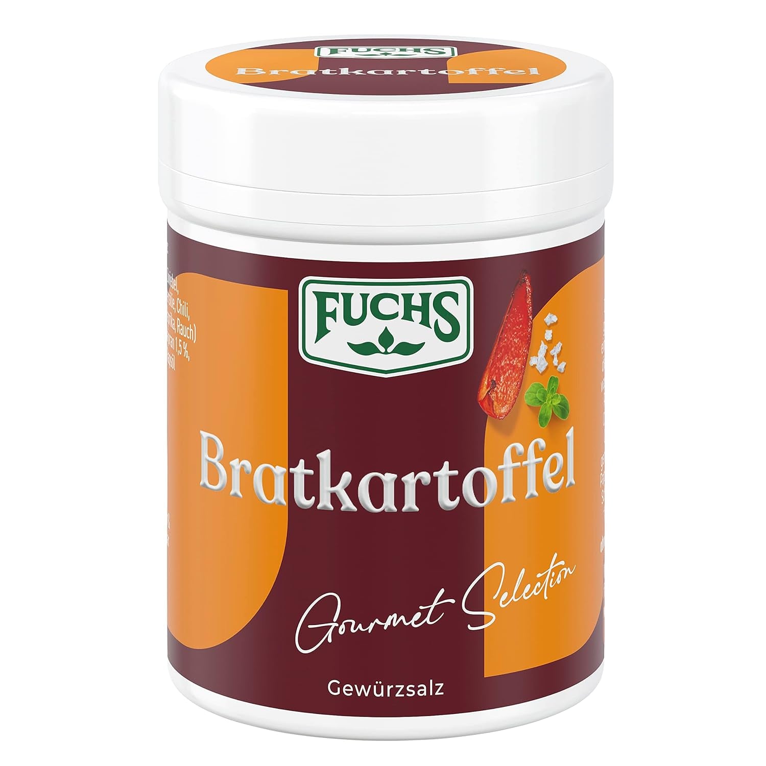 Fuchs Gourmet Selection Klassisch/Heimisch – Bratkartoffel Gewürzsalz, nachfüllbares Kartoffel Gewürz, Salz zum Würzen von Brat- & Ofenkartoffeln, Pommes Frites & Co, vegan, 70 g