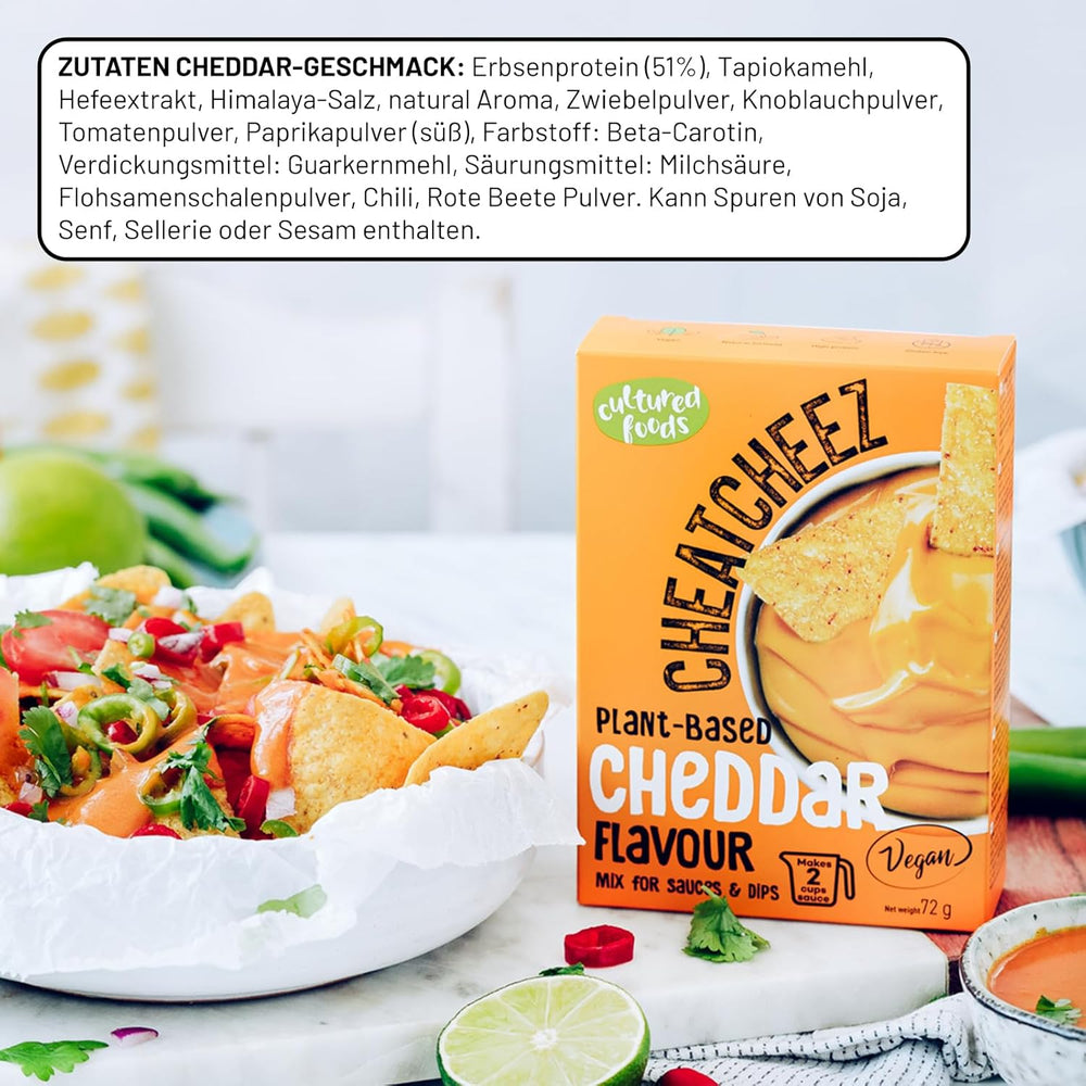 Kultivovaná jídla Veganer Käse Käseersatz Laktosefrei Glutenfrei 2-er Set Gouda Und Cheddar CHEATCHEEZ