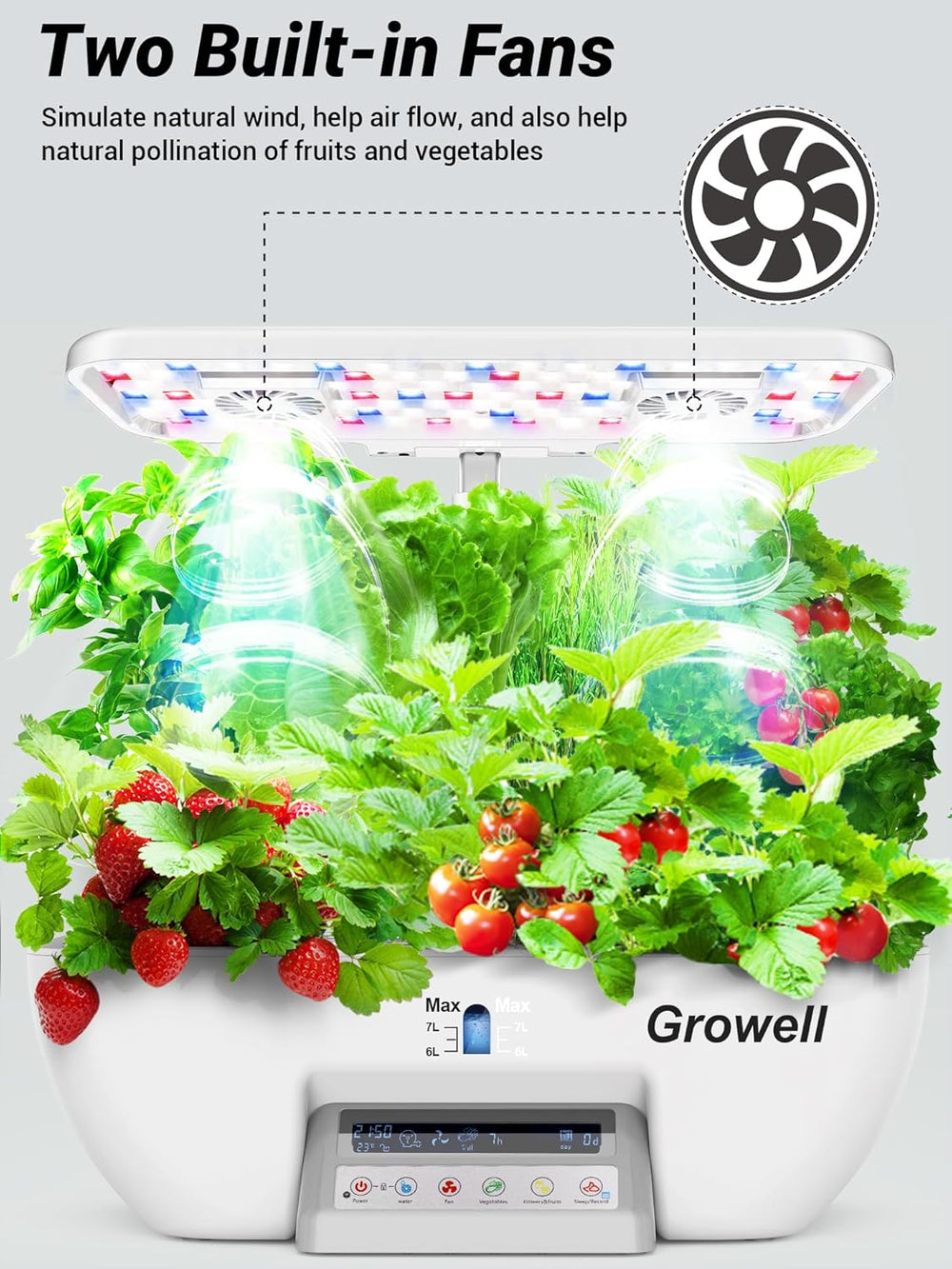 Sada 17 kapslí pro hydroponii pro bylinkovou zahradu se 102 28W celospektrálními pěstebními světly a 2 ventilátory pro vnitřní zahradu s nádrží na vodní čerpadlo