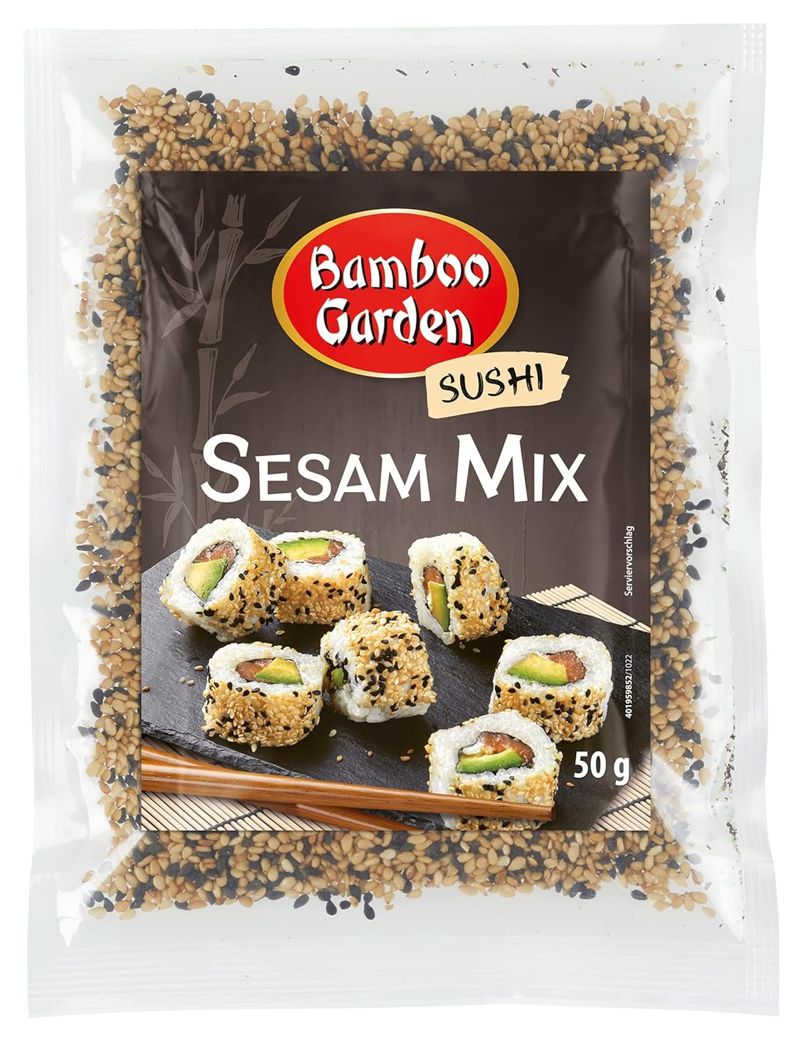 Bamboo Garden - Sushi Sesame Mix, Ideální pro přípravu sushi všeho druhu, vynikající také jako Topping k různým pokrmům, v müsli nebo kaši, 1 x 50 g